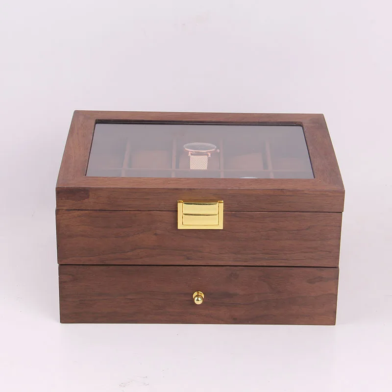 Vintage Watch Box Case Wooden Box 20 Luxury Double Layer Brown Watch Box Organizer for Men Storage Display Cabinet Box Gift