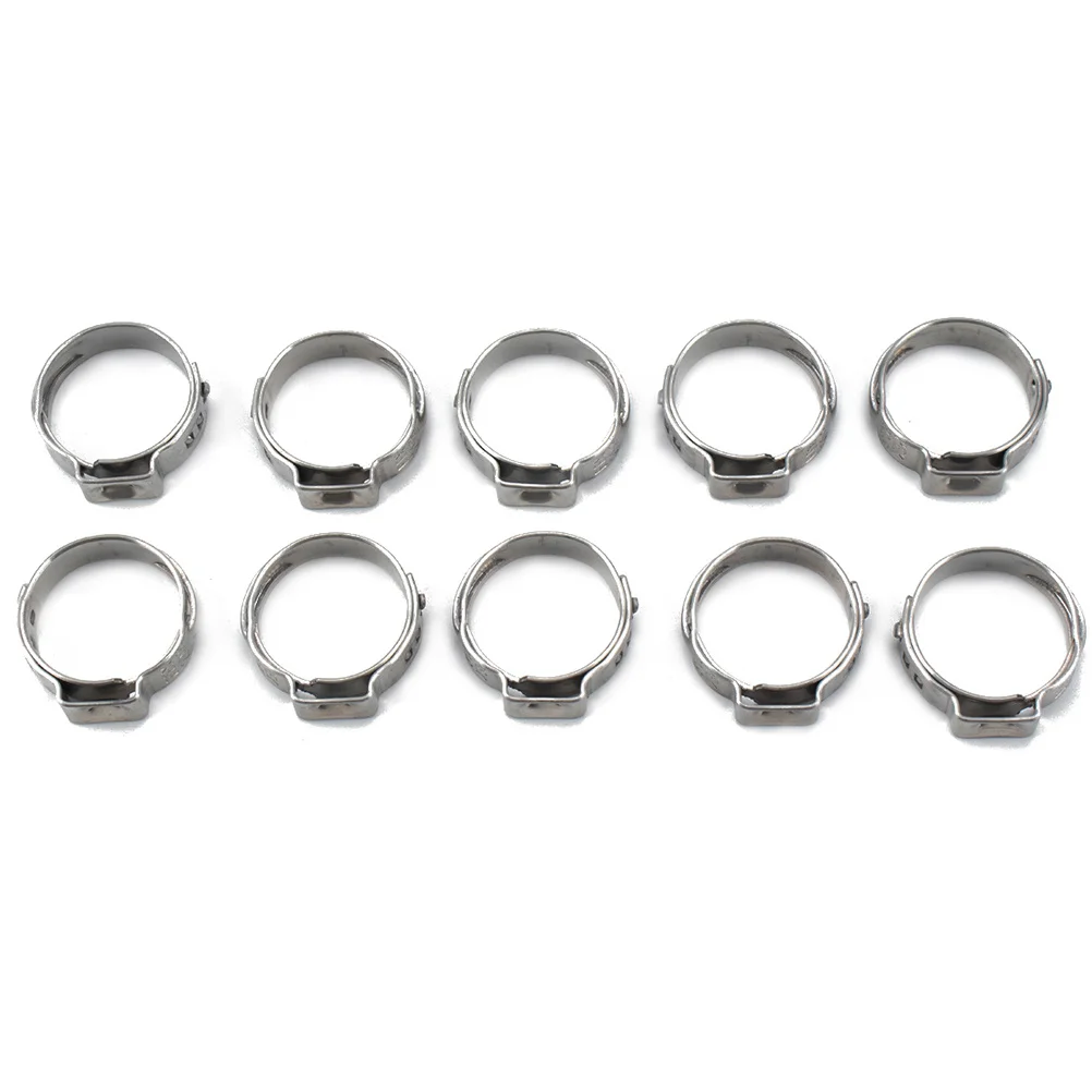 

10pcs 5/8 Inch Single Ear Hose Clamps Stainless Steel Worm Drive Clip For Fuel Pipe Tube Cable Automotive Marine Electrical