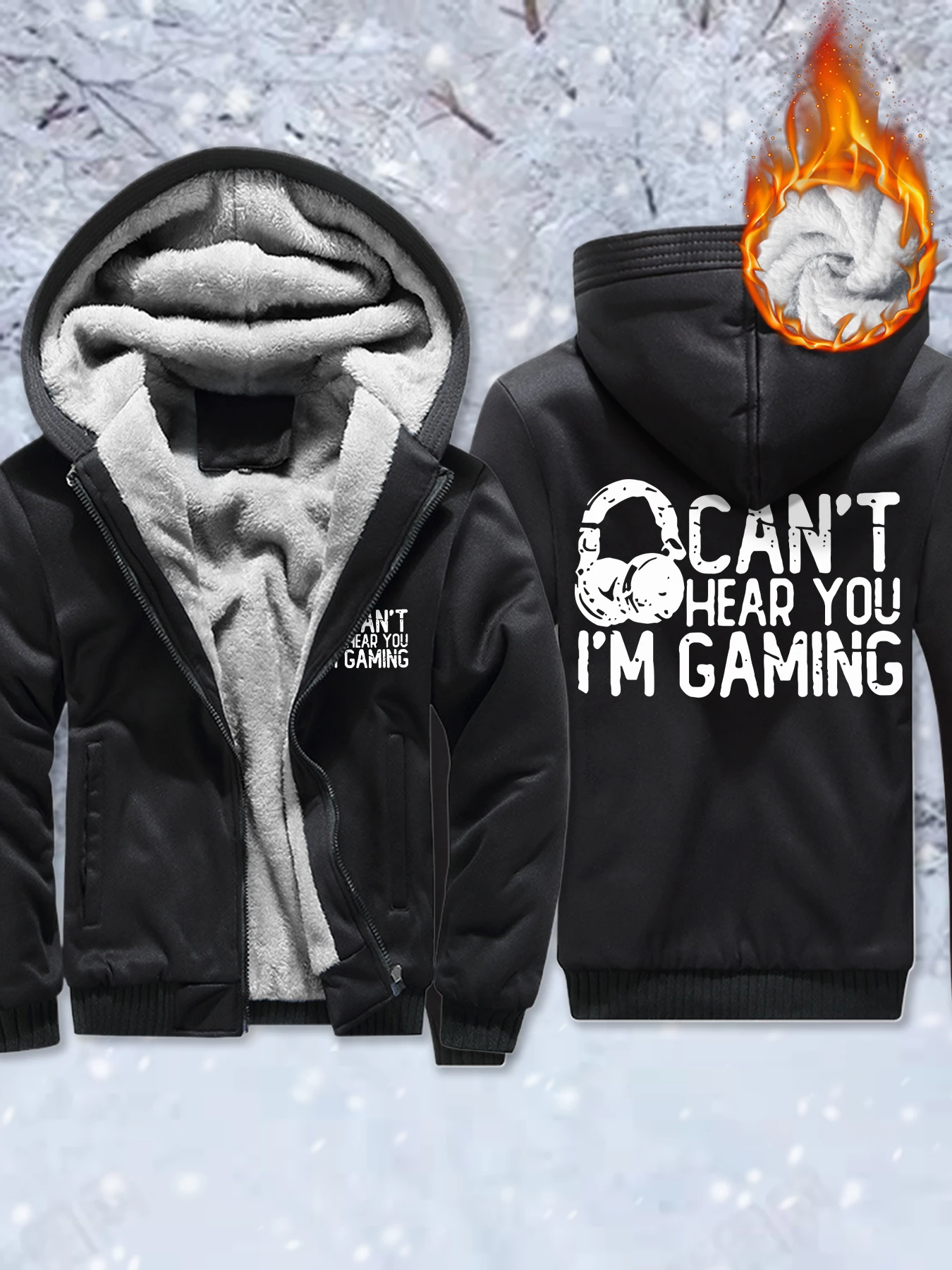 

Can'T Hear You I'M Gaming Prints Man'S Pullover Fleece Warm Streetwear Fashion Zipper Sweatshirt Winter Casual Soft Jacket