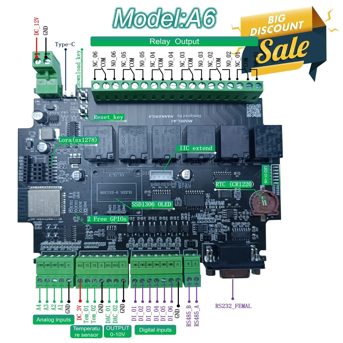 

A6 IIC Relay Board Enables ESPhome and ARDUINO IDE programming provide All kinds of Example Codes support MQTT