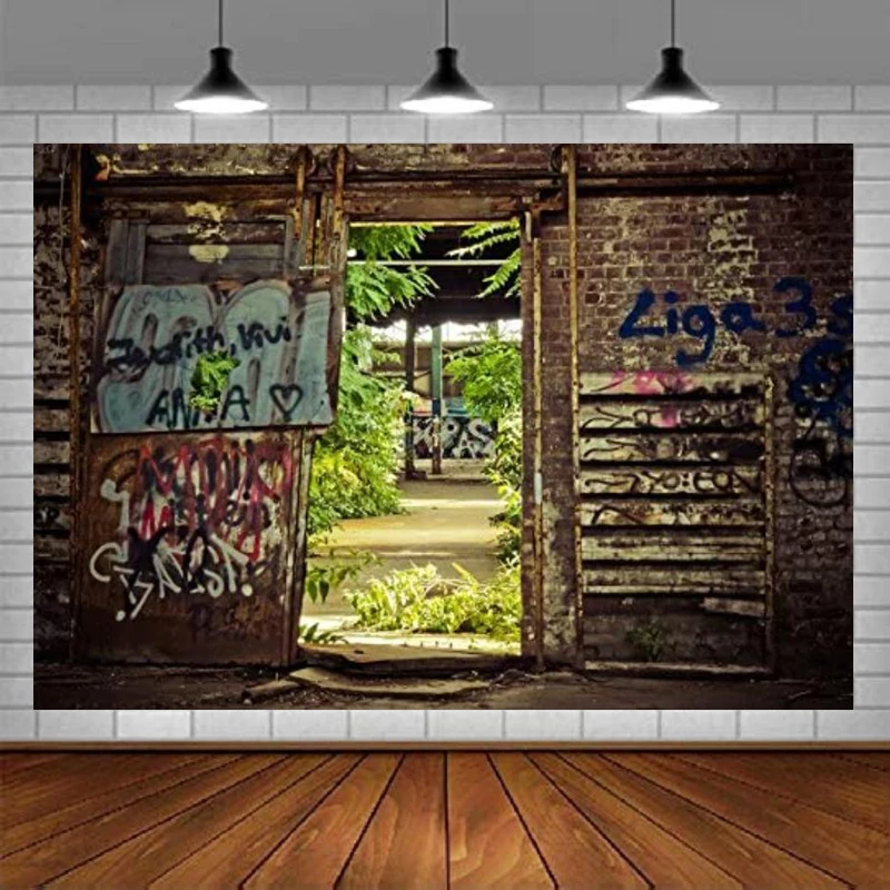 

Деревенский фон для фотосъемки пустынечной хижины, граффити, кирпичная стена, растительный коттедж, фон в стиле хип-хоп, обратно до 70-х, 80-х, 90-х, Хэллоуин