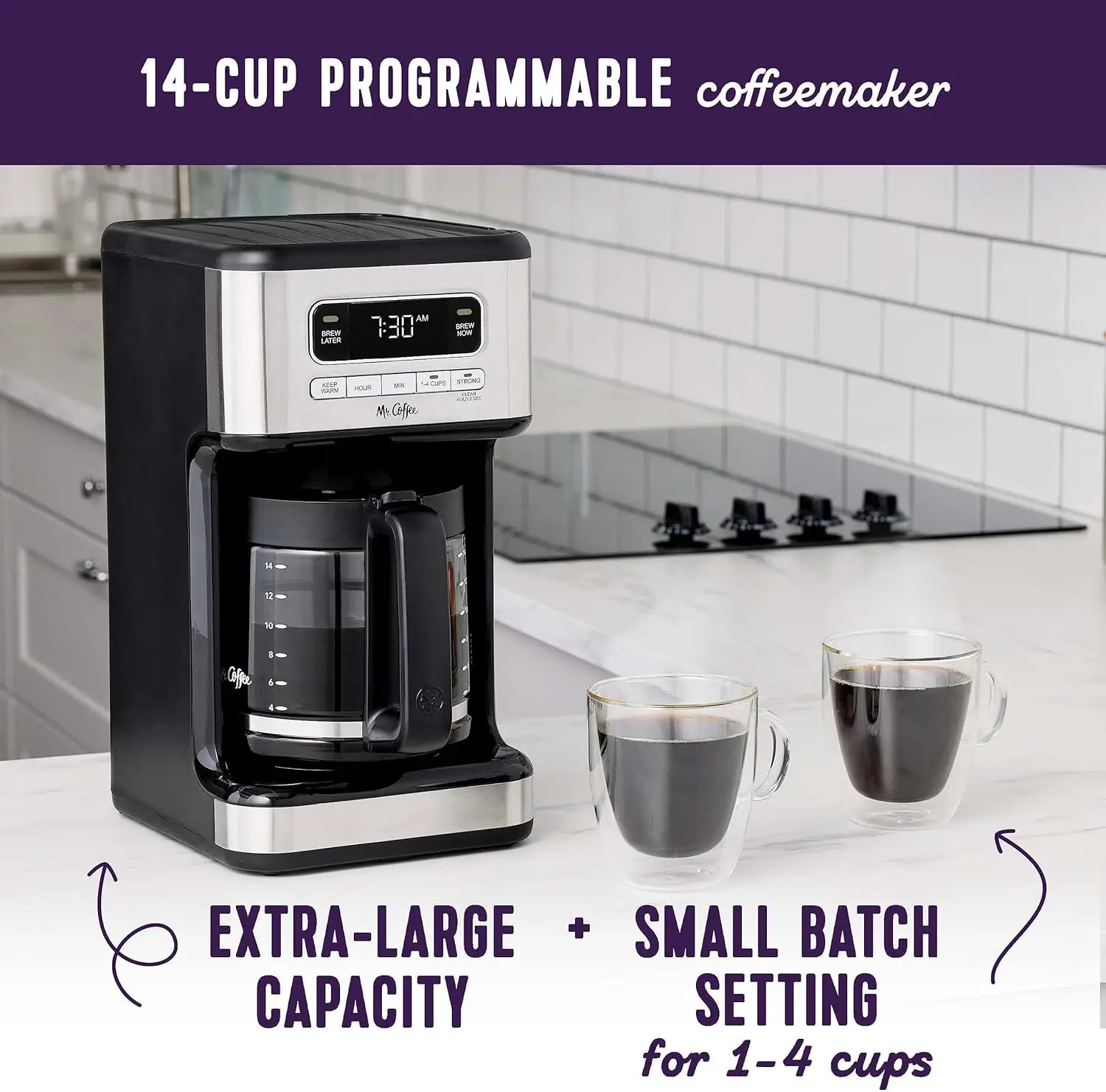 14 Cup Programmable Coffee Maker, Stainless Steel