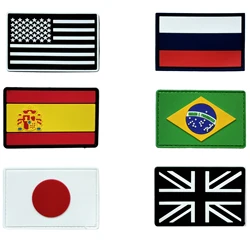 PVC/Embroider Flag Patches UK Spain France Germany US Russia Tactical Hook Badge Rubber Shoulder Emblem Applique