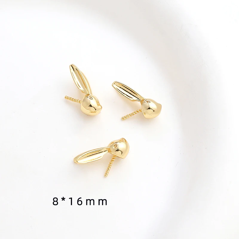 2 Pieces  Copper Plated Genuine Gold Rabbit Shaped Pin  DIY Makes Fashionable Jewelry and Accessories for Baroque Pearl Dolls