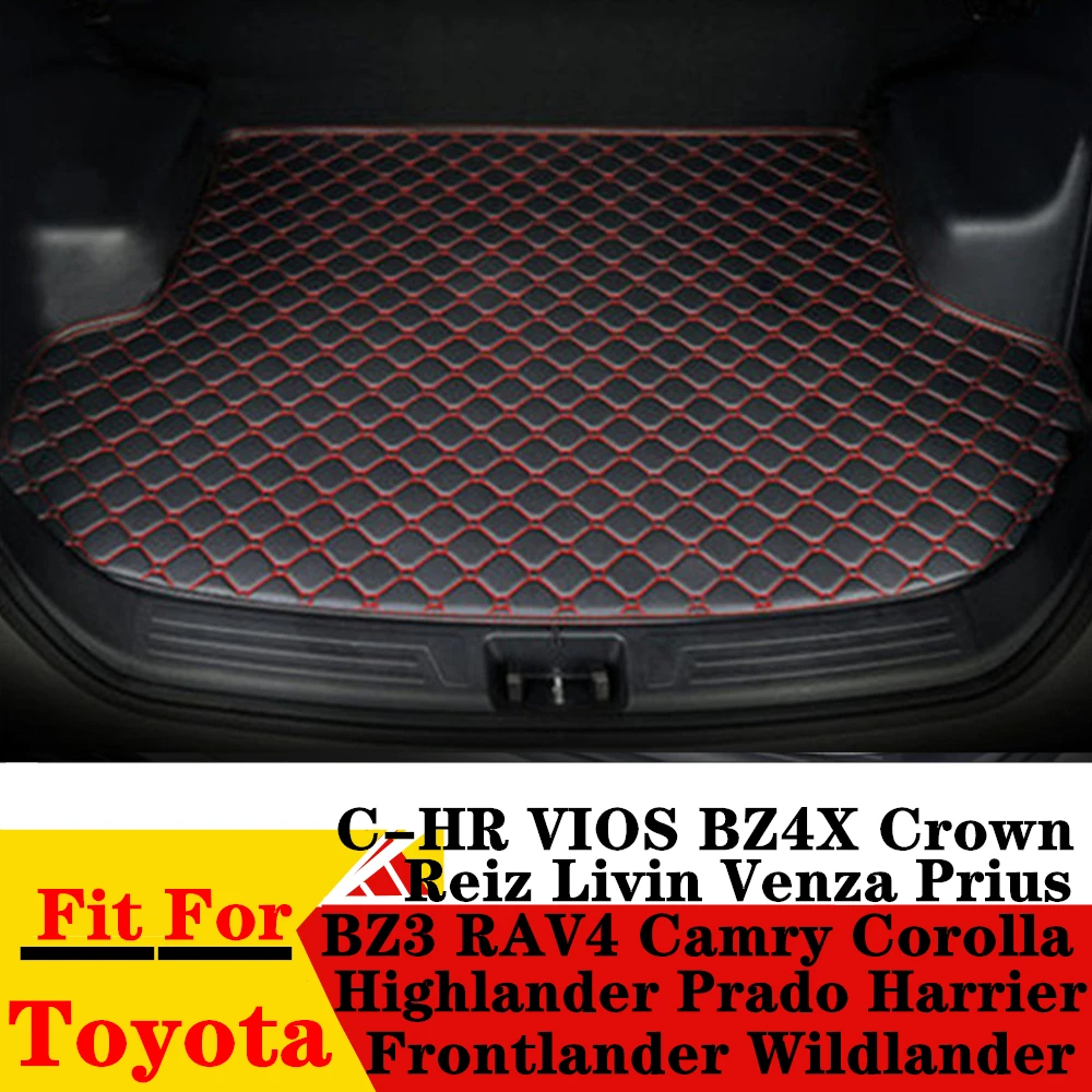 Car Trunk Mat For Toyota CHR Prius VIOS RAV4 BZ3 BZ4X Harrier Camry Corolla Prado Venza Rear Cargo Cover Carpet Pad Boot Liner