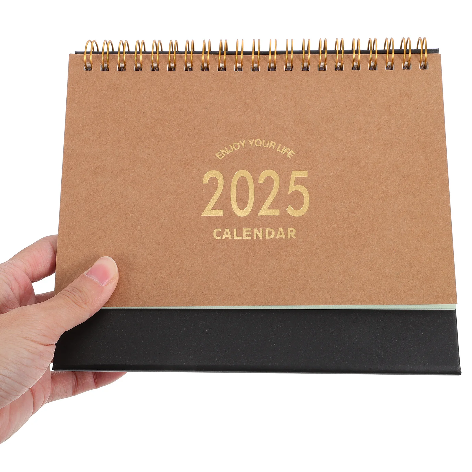 2025 Calendario da tavolo con vibrazione in piedi Anno del serpente Calendario da tavolo mensile rilegato ad anello in metallo per spazio di lavoro scolastico domestico in ufficio