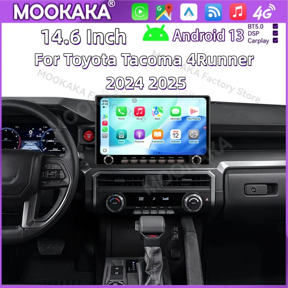 Android Auto Carplay Radio For Toyota Tacoma 4Runner 2024 2025 GPS Multimedia Player Intelligent Navigation Car Stereo Head Unit