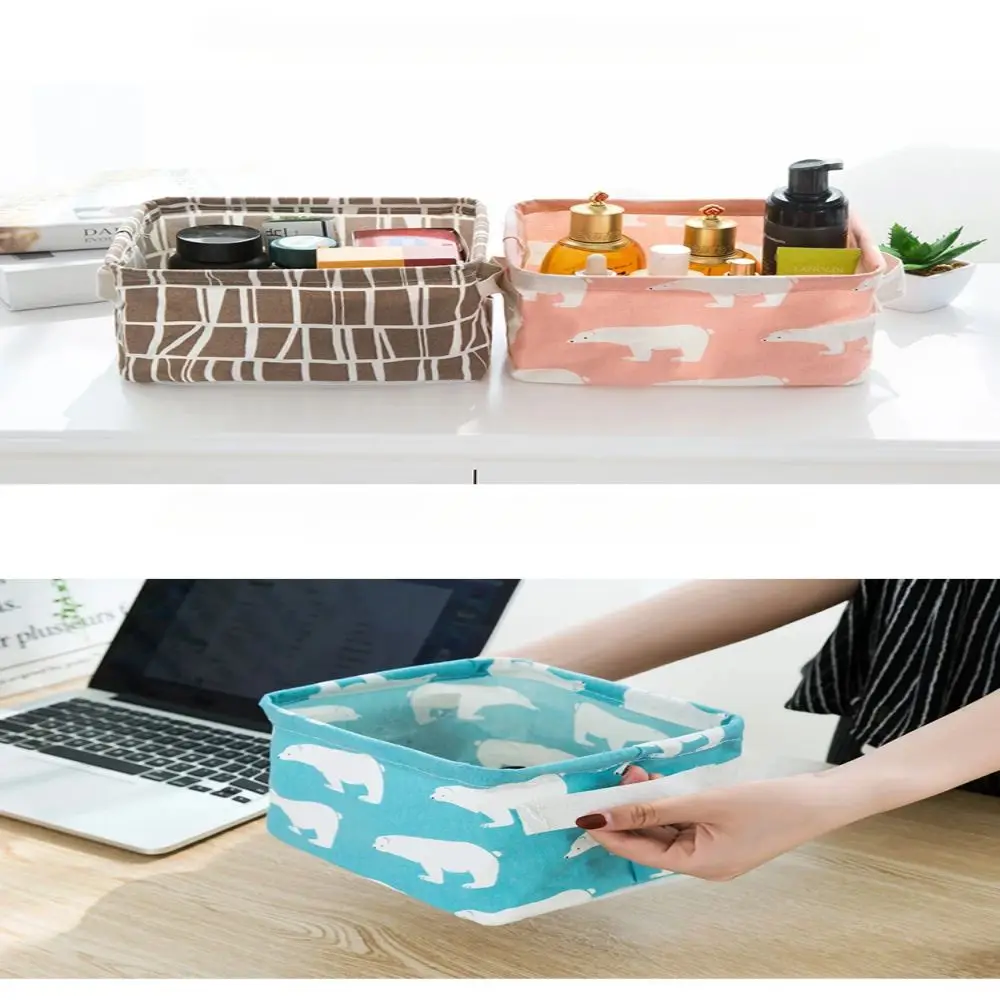1pc Baumwolle Leinen Stoff Wasserdichte Desktop Kleinigkeiten Korb Lagerung Box Kosmetik Spielzeug Organizer Unterwäsche Socken Kleidung Storagebag – Detail 7