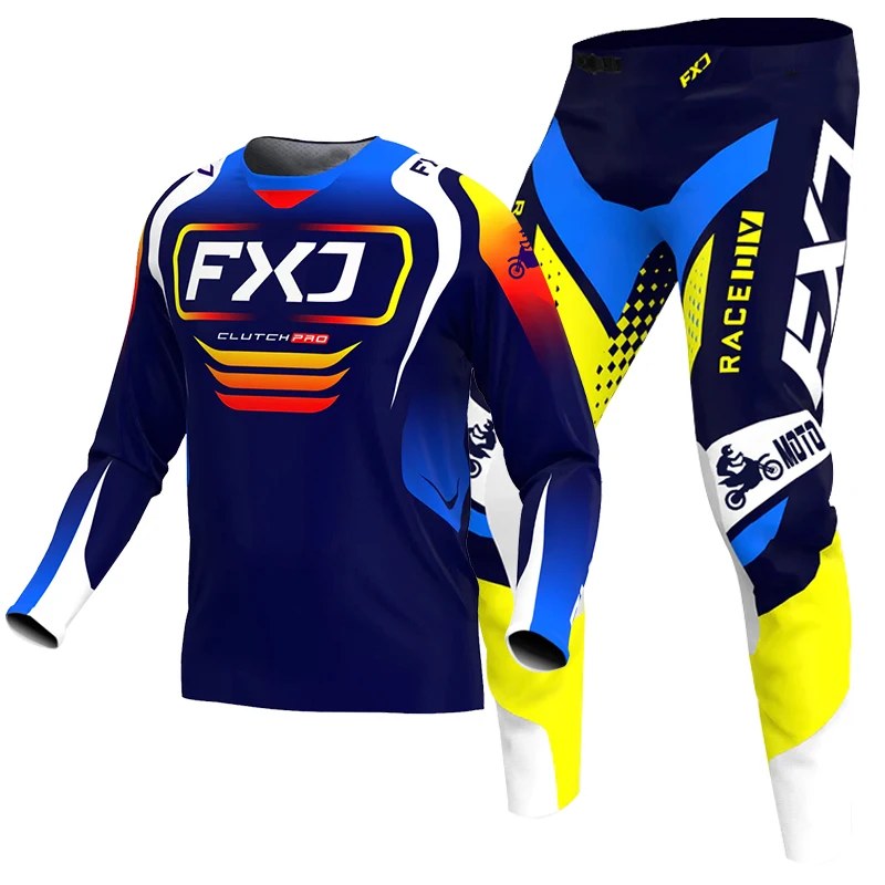 

NEW blue FXJ motocross jersey and pants mtb mx gear set combo off road motorcycle racing suit enduro equipment DH MTB Dirt Bike