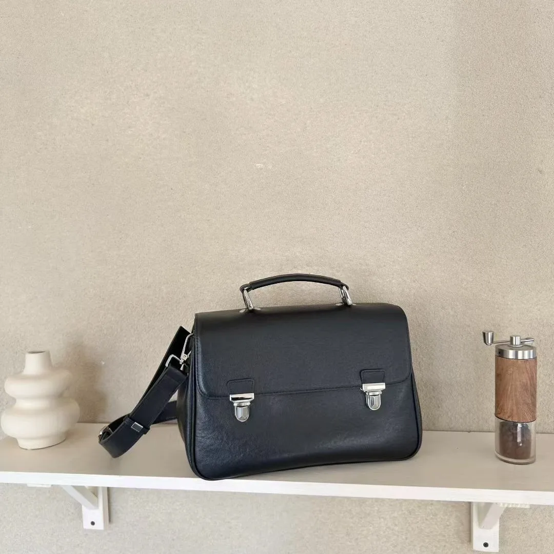 

FIRMRANCH Classic Vintage Preppy Style Genuine Leather Buckle Briefcase Design Women's Handbag Messenger Bag Trendy Purse Chic
