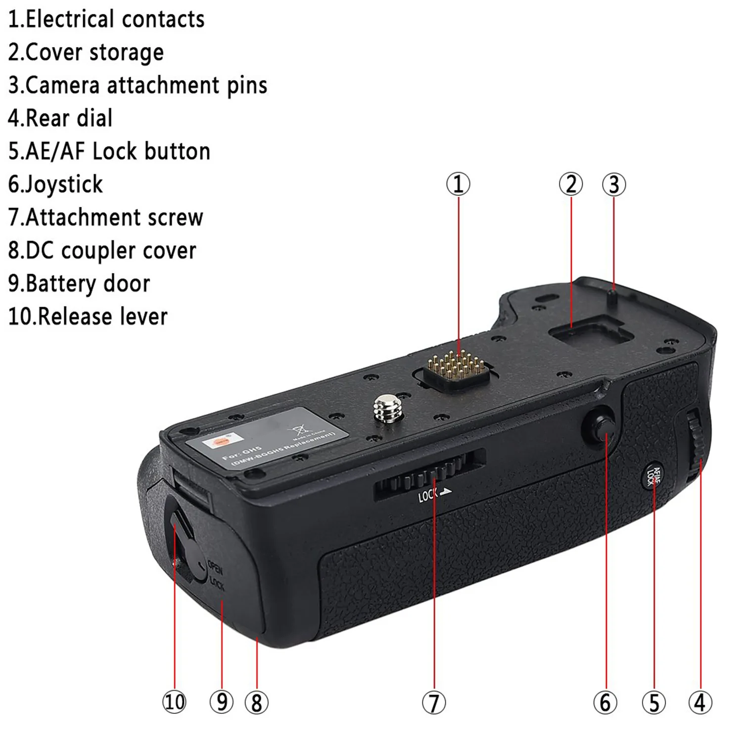 

Vertical Composition Battery Grip For Panasonic Gh5 Gh5s Lumix Gh5 Digital Camera As Dmw-Blf19 Blf19e