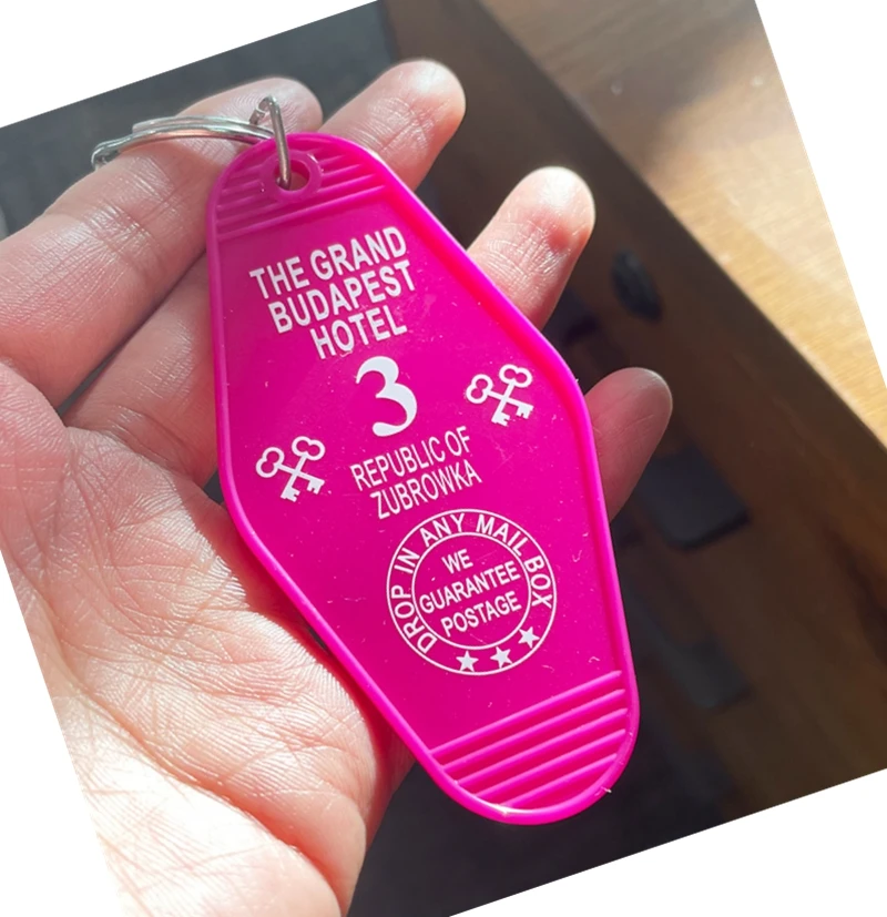 THE GRAND BUDAPEST HOTEL REPUBLIC KeyChain Keyring Tag Key Chains TV Show The Office Fans Funny Accessory Custom Logo