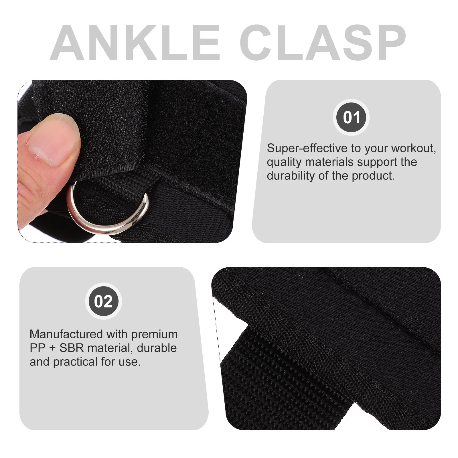 

1 Pair Ankle Cuffs Pp+Sbr Material For Glute Workout Fitness Exercise Accessory Portable Sports Ankle Band Small Size