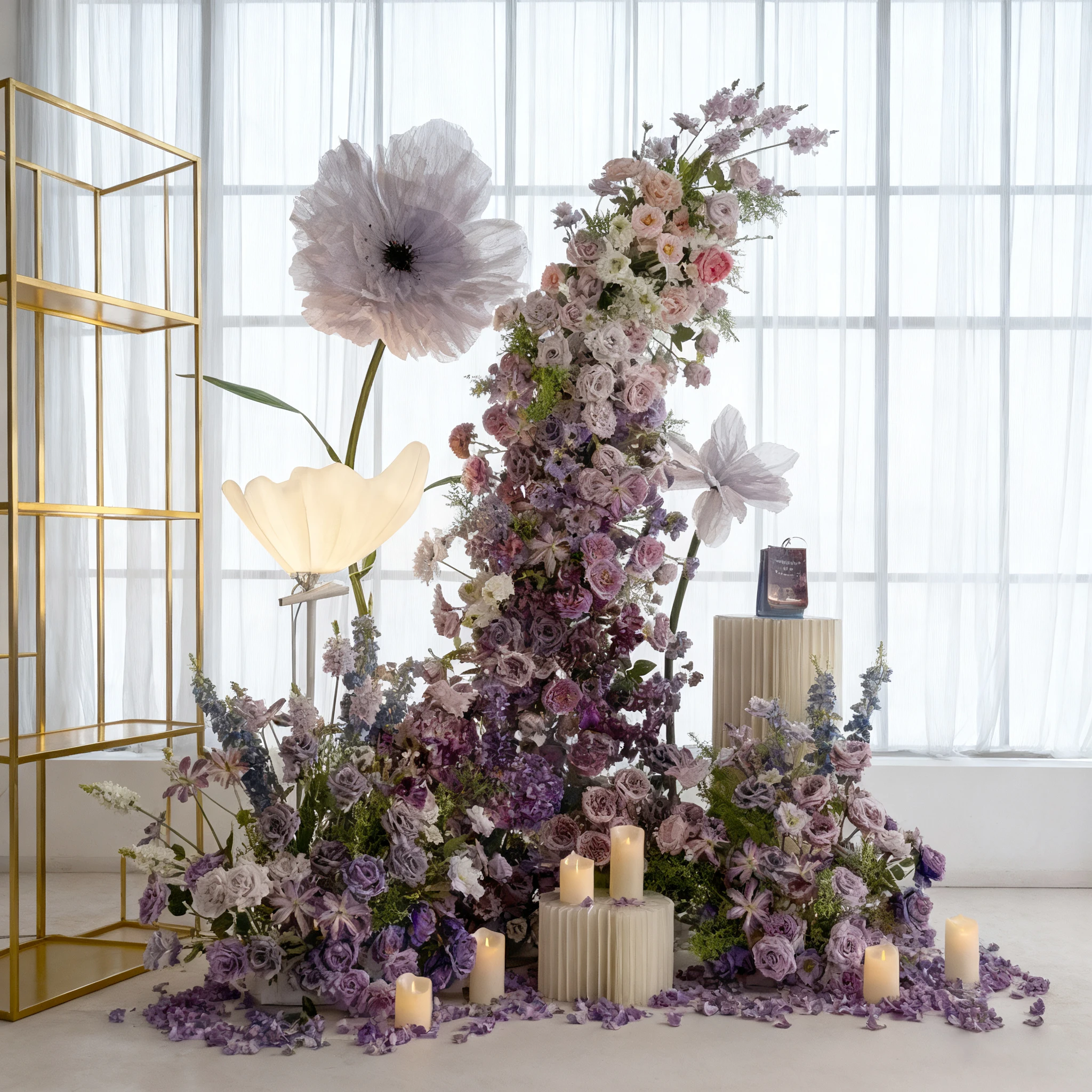 Wholesale Simulation Flower Wedding Decoration Props Wedding Arch Floral Arrangement Silk Purple Artificial Flower