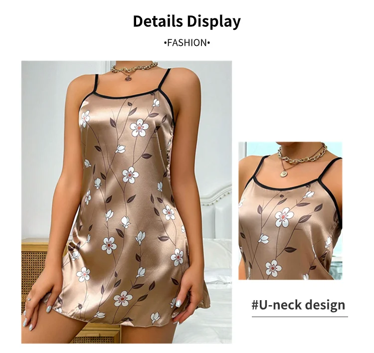Women's Satin Floral Print Nightdress