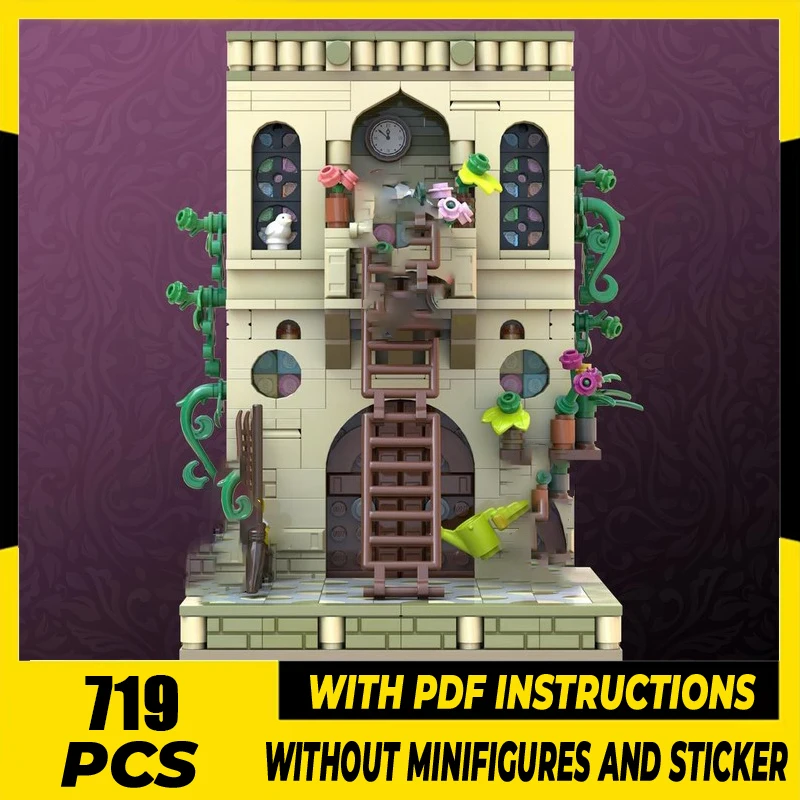 

City Street View Moc Building Blocks The Ladder of Love - Medieval Bricks Model DIY Assembly Construction Toy Holiday Gifts