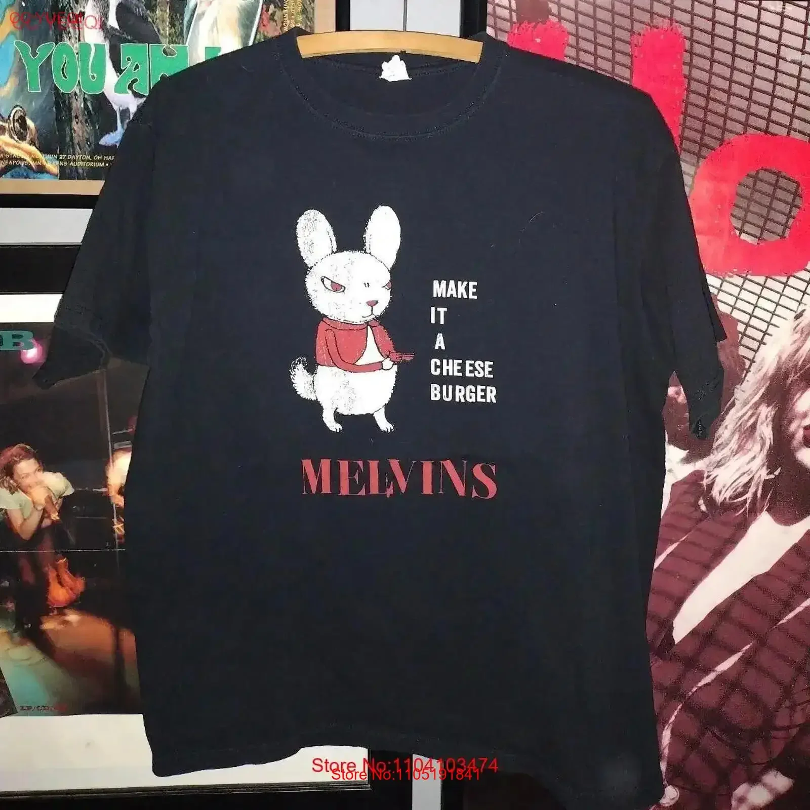 

Melvins band black T Shirt Make it a cheese burger Large vintage Washed Versatile designer clothes homme Stylish graphic