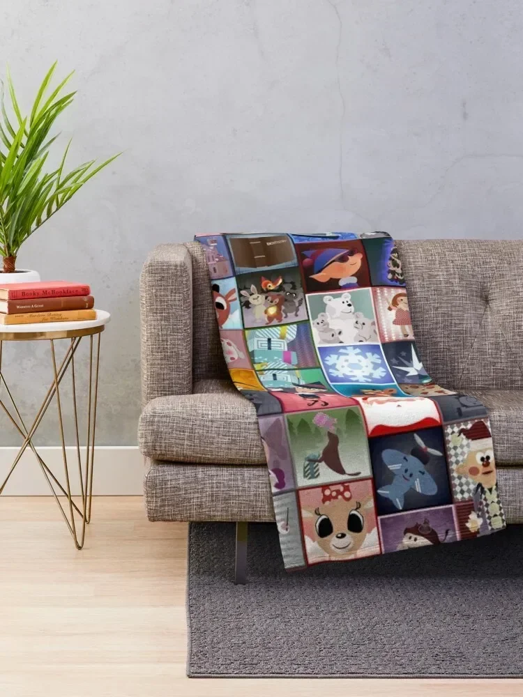 Rudolph Squares Throw Blanket Large Kid'S Thins Fashion Sofas Blankets