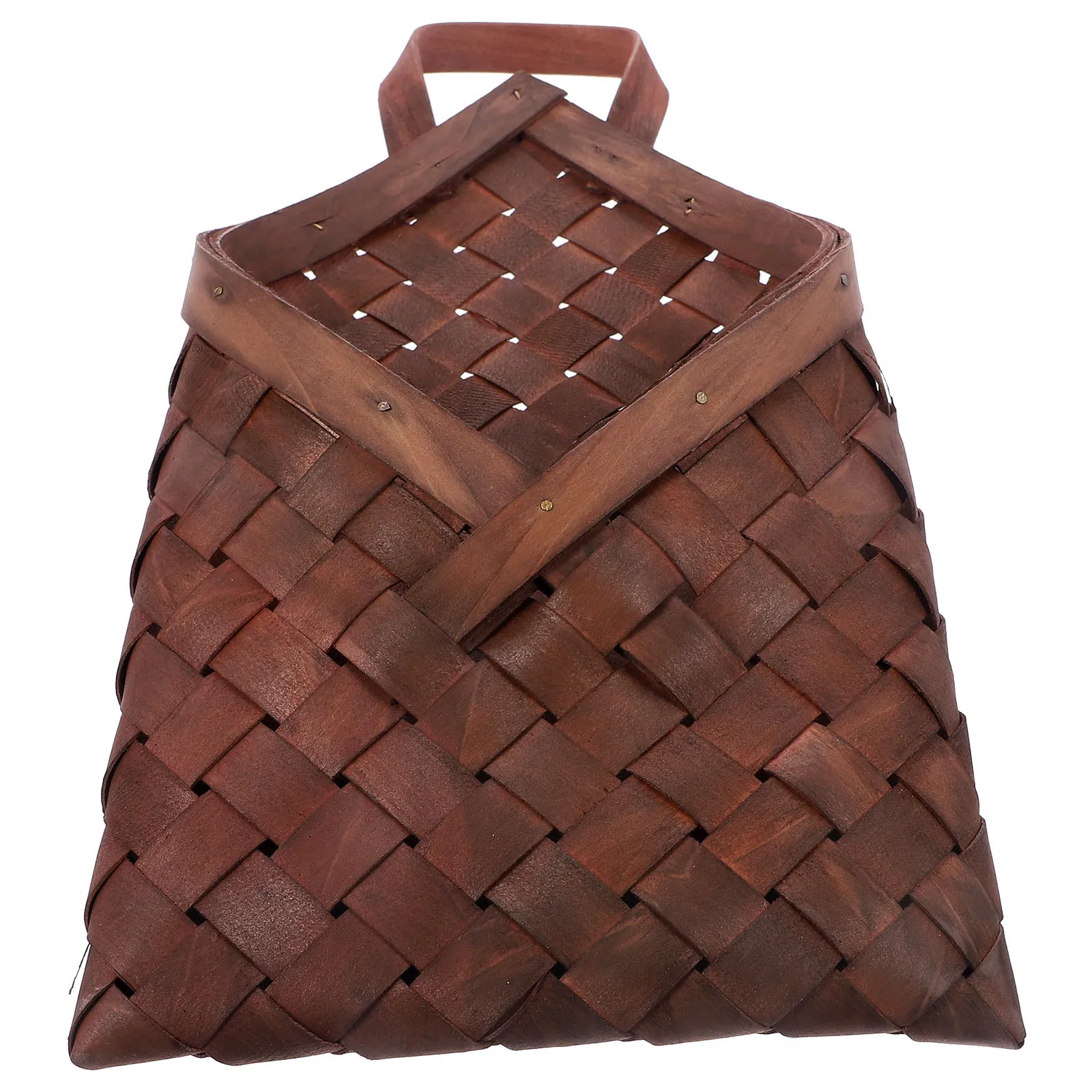 

Rustic Style Wall Hanging Basket Wood Woven Storage Basket Decorative Flower Holder Hanging Organizer for Kitchen Garden