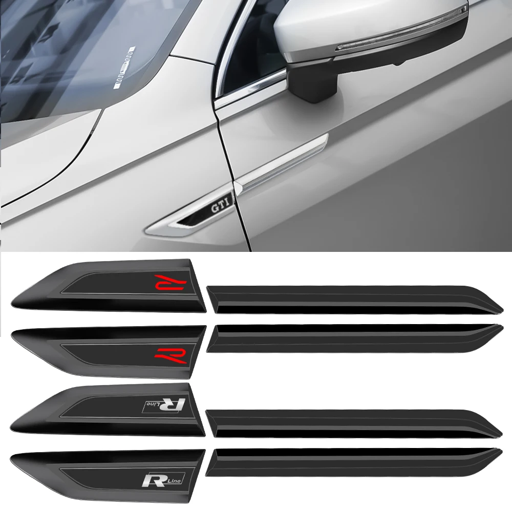 Pegatinas de ABS para coche, calcomanía de reacondicionamiento automático con emblema de ala lateral, 2 piezas, GTI 4 motion R RLINE, para VW