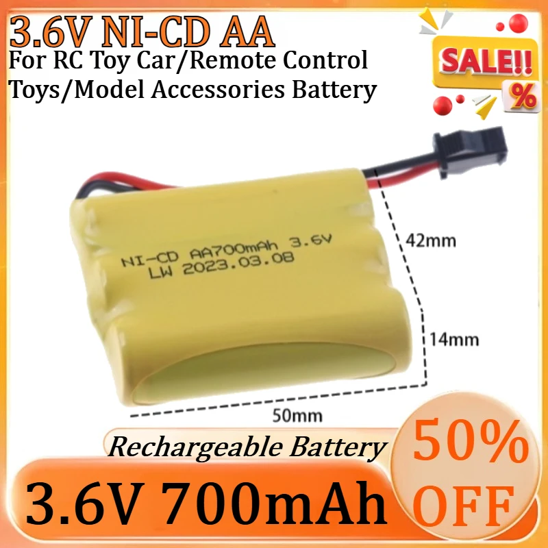 

New 3.6V 700mAh Ni-Cd Rechargeable Battery Pack for RC Toy Car/Remote Control Toys/Model Accessories Battery