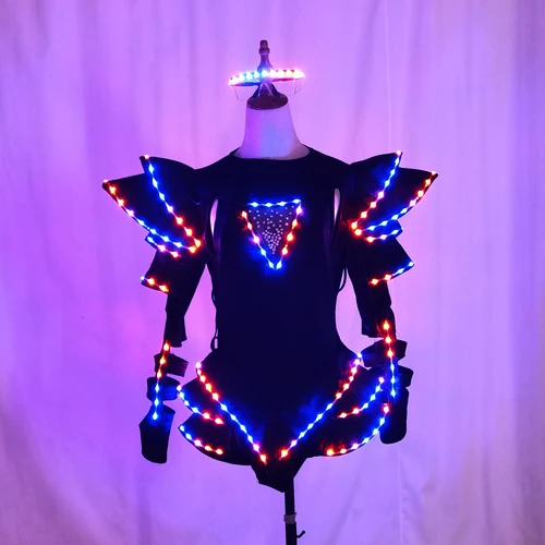 Imagen 2 del producto Falda LED, vestido brillante, disfraz de Cosplay, mono con cadena sinfónica colorida para mujer, DS, fiesta de Carnaval, Bar, club nocturno, puesta en escena