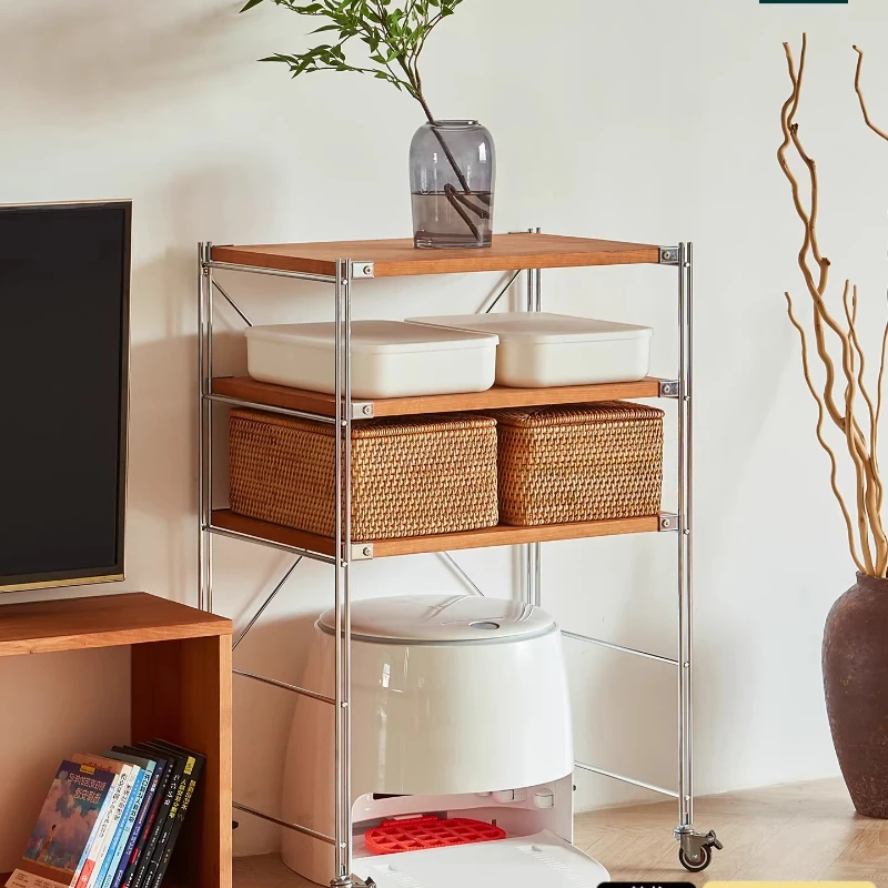 

Solid wood rack, Japanese living room household sweeping machine storage rack