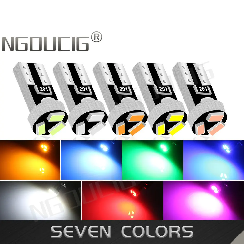 NGOUCIG 8PCS T5 Led Car Light Instrument Dashboard Bulb W3W 3SMD 3014 74 17 37 Plate Panel Meter Warning Indicator Signal Lamp