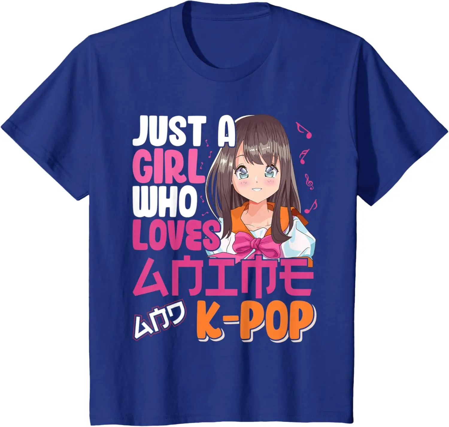 مجرد فتاة تحب أنيمي و K-Pop الموسيقى الفتيات هدية تي شيرت الصيف 100% القطن T قصيرة الأكمام المتضخم الجرافيك تي شيرت