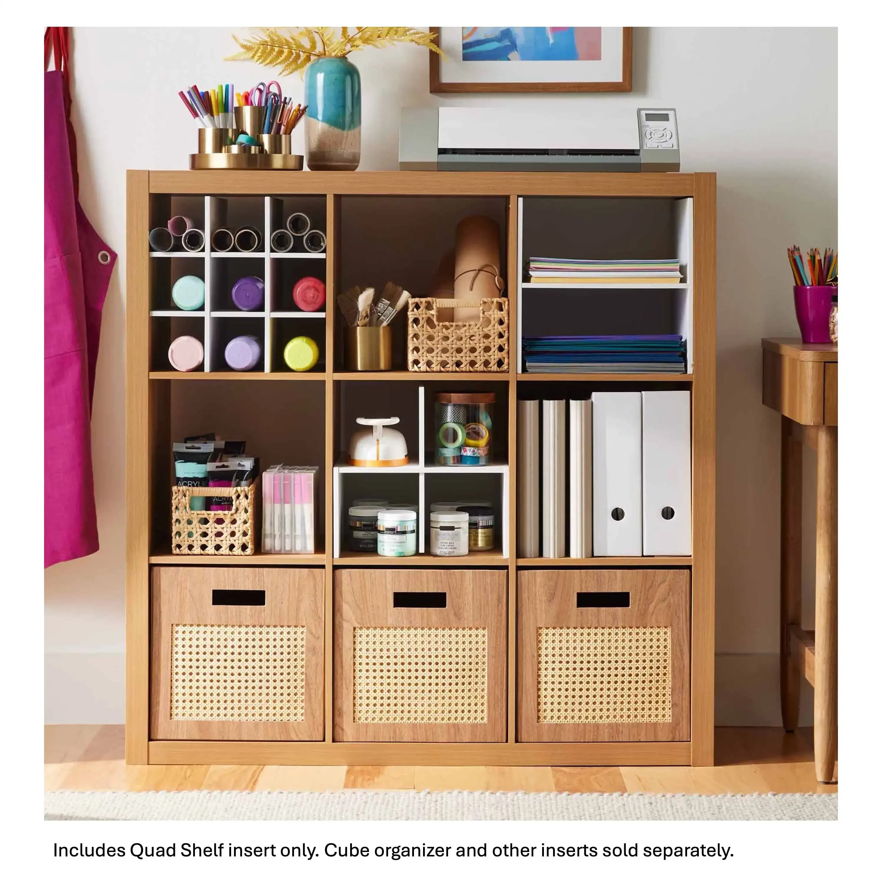 Better Homes & Gardens Inserção organizadora de cubo de prateleira quádrupla, textura branca