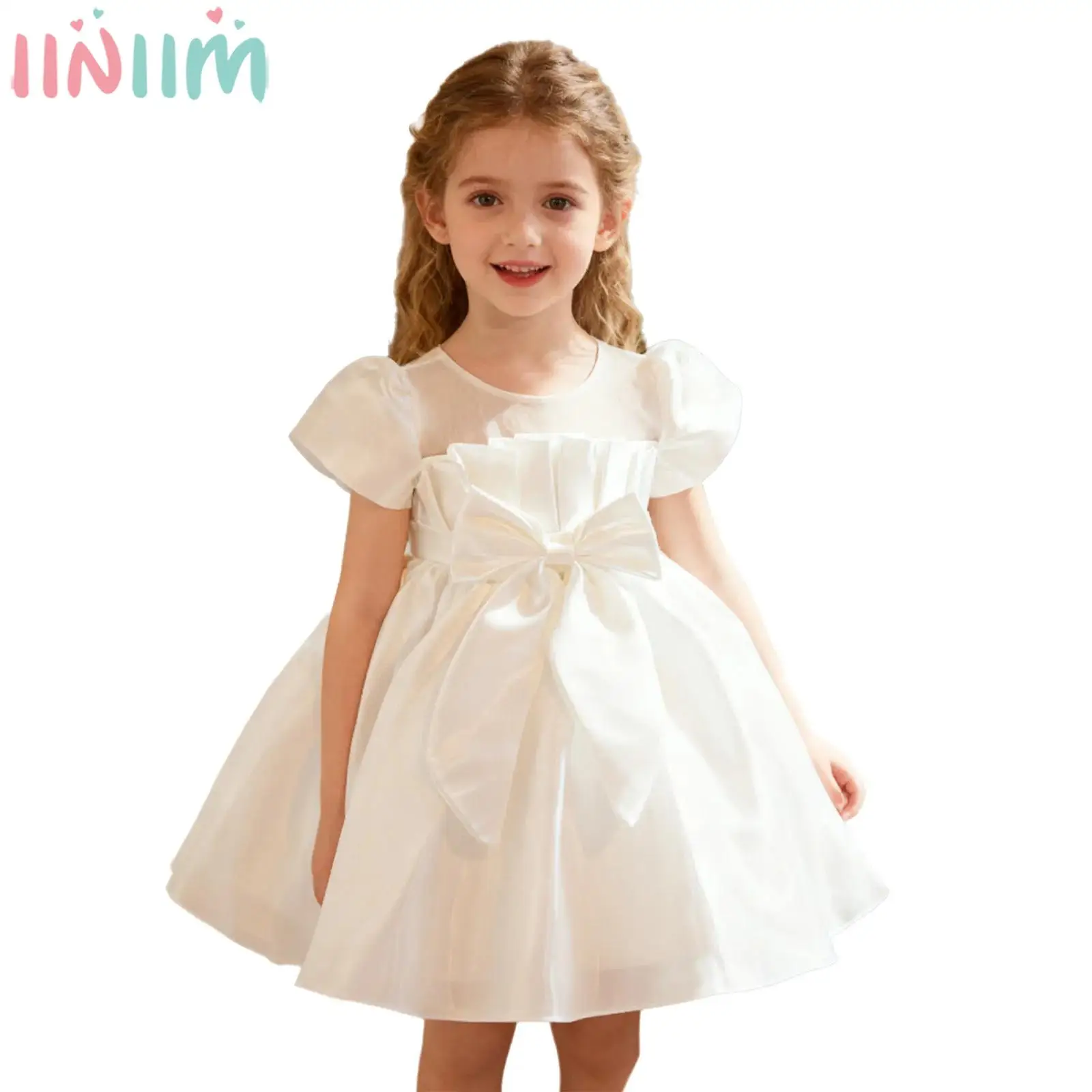 

Toddler Baby Girls Elegant Princess Dress Short Sleeve Zipper Mesh Tutu Ball Gown for Wedding Birthday Party Smash Cake Banquet