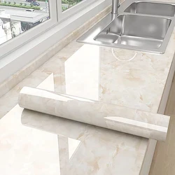Pvc Marble Kitchen Oil-Proof Film Stove Waterproof Self-Adhesive Wallpaper Countertop Cabinet Renovation Tile Wall Stickers