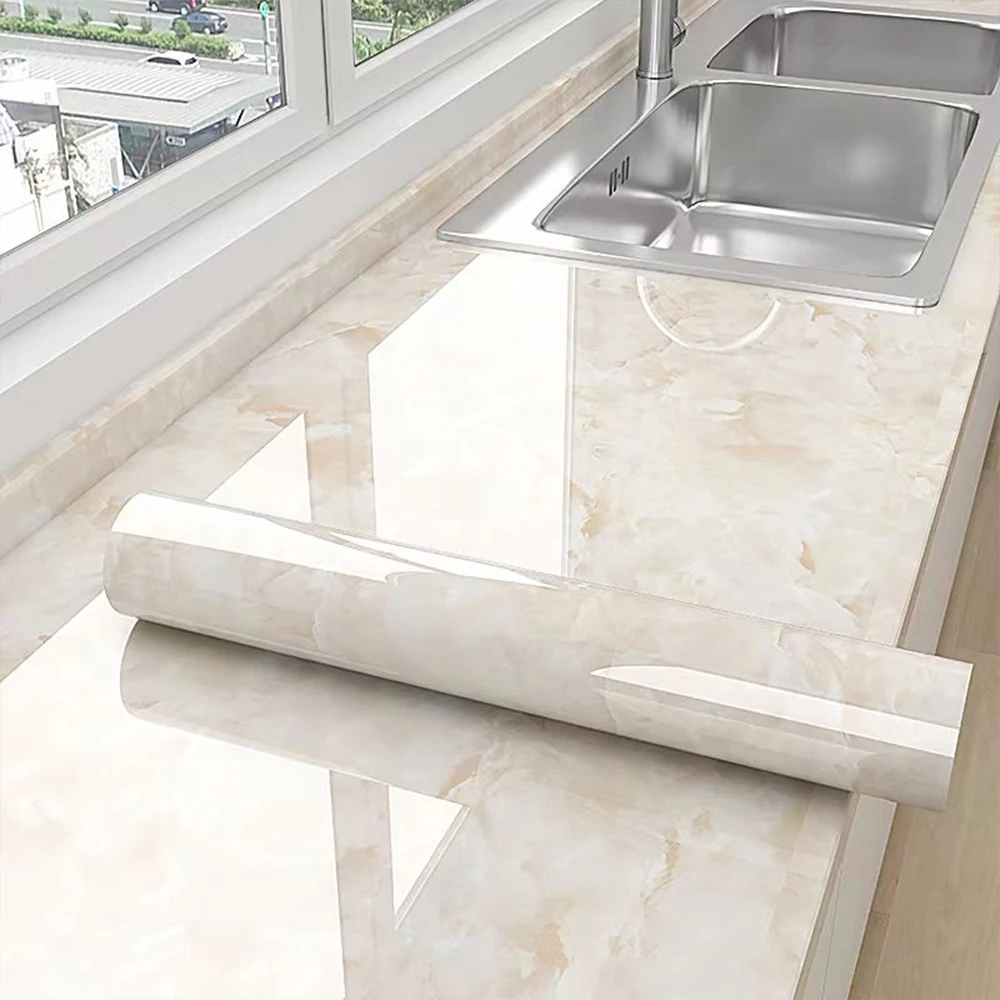 5M X 80CM Marble Self Adhesive Wallpaper Waterproof Oil Proof Kitchen Stickers Thermostability Decorative Film Home Decor