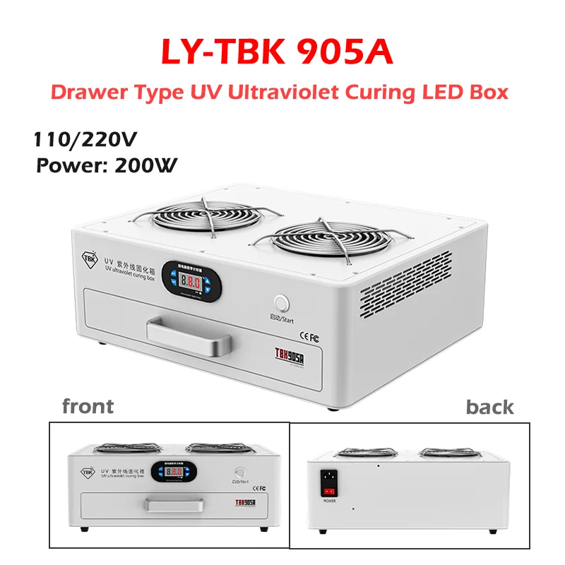 

LY-TBK 905A Drawer Type UV Ultraviolet Curing LED Box LED Lights 200W 110V 220V Common Use For Mobile Tablet LCD Screen Repair