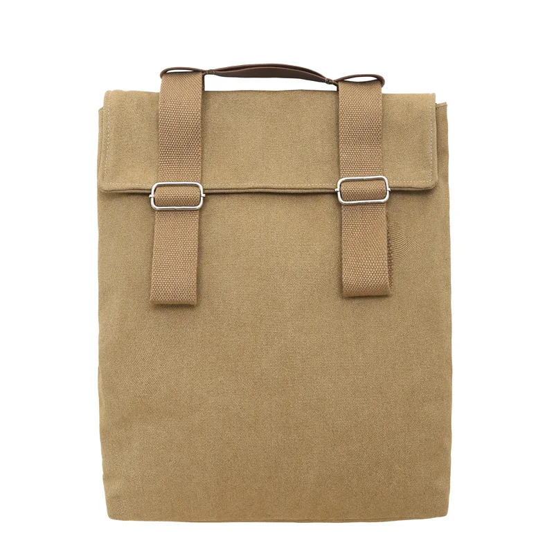 Backpack 2023 Retro Washed Canvas Kraft Paper Bag Environmental Protection College Computer Fashionable Solid Color Backpack