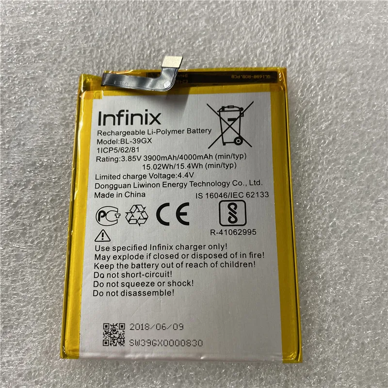 In Stock for Infinix BL-39GX battery 3900mAh High capacity Long standby time New production Date for Infinix battery