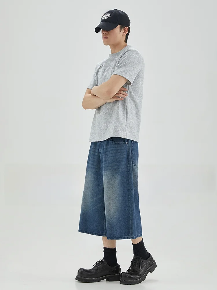 الأمريكية الرجعية Waed الدنيم orts الرجال الصيف جديد فضفاض عادية سبعة أرباع طول الجينز عادية فضفاض صالح الصيف الجينز