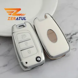 TPU Car Flip Key Case Cover Holder Shell Fob For Hyundai Elantra Solaris Tucson i30 i35 i40 KONA Genesis Santa Fe Azera Keychain