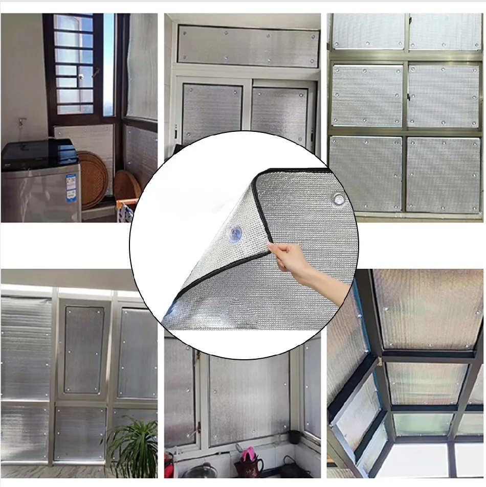 1pc 8mm Window Insulation Film Double-Sided Aluminum Film Insulation Cooling Home Sunshade Protector Balcony Film Shading Board