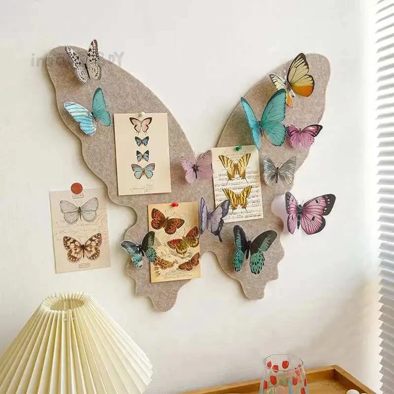 Minimally Three-dimensional Butterfly Felt Wall Sticker Photos Message Notes Display Board Atmosphere Non Perforated Decorative