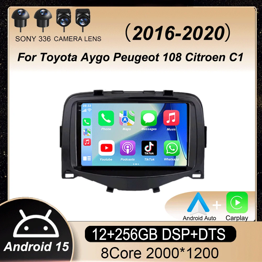 

Android 15 Car Radio For Toyota Aygo Peugeot 108 Citroen C1 2016 2017 2018 - 2020 Carplay Auto Multimedia Player GPS Navigation