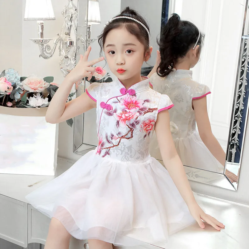 Fashion Children\'s Clothing Qipao Performance Baby Chinese Style Dress Vestidos Casual Kids Cheongsam Modern Party Girls Dresses