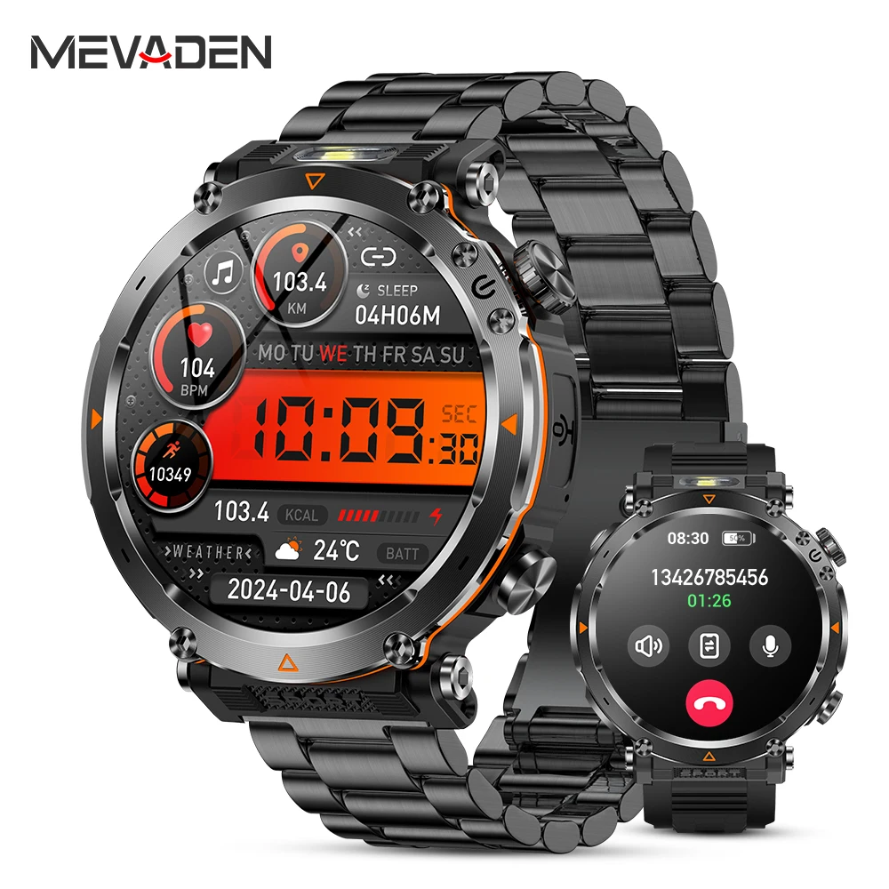 

MEVADEN 1.7" Large Screen Outdoor Sports Compass Smart Watch Bluetooth Call Flashlight 600mAh Health Monitor Smartwatch MD57