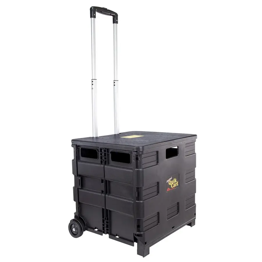 

Quik Cart Collapsible Rolling Crate on Wheels for Teachers Tote Basket 80 lbs Capacity, Made from Heavy Duty Plastic Used as a