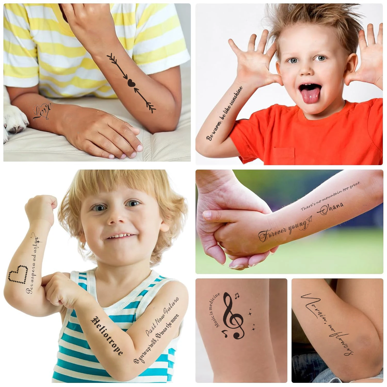 10 fogli lettera semplice tatuaggi temporanei per bambini simpatici cartoni animati tatuaggi adesivo per la decorazione della festa di compleanno della ragazza del ragazzo