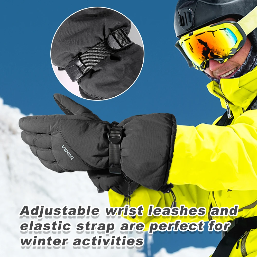 Winter Warm Fleece Ski Gloves Men Women Windproof Waterproof Snowboard Sports Specialized Snowmobile Non-slip Cycling Gloves