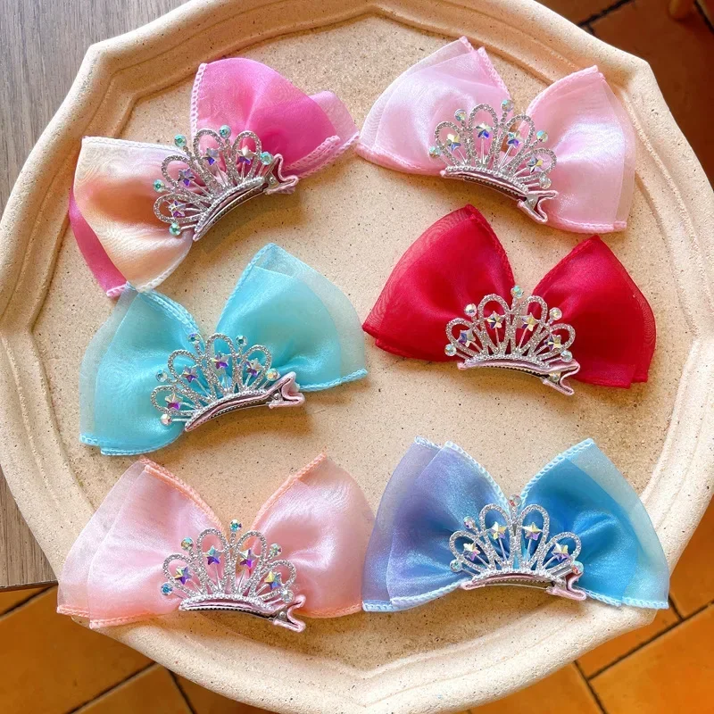 Bow Crown Children Hairpin Fairy Headwear 3D Bow Girl Hair Accessories Princess Crown Hair Clips Korean Hairpin Kids Headwear