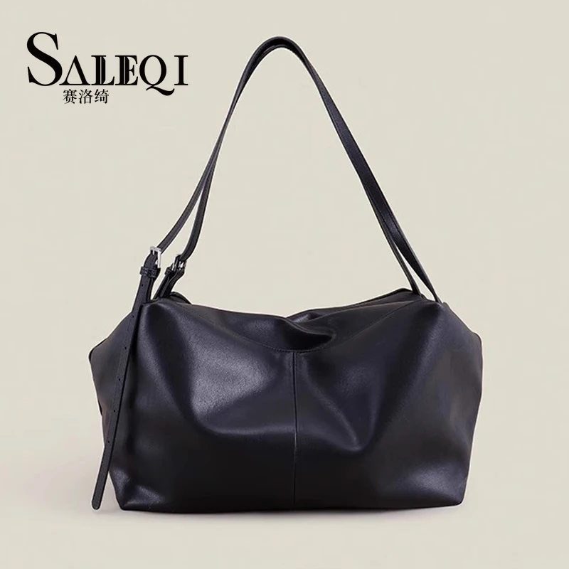 

Genuine Grade Cow Leather Women's Shoulder Crossbody Bags Luxury Designer Brand Soft Cowhide Large Tote Ladies Underarm Bag New