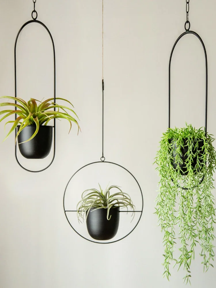 

Creative Hanging Iron Flower Pot Hydroponic Plant Flower Device Hanging Pendant Balcony