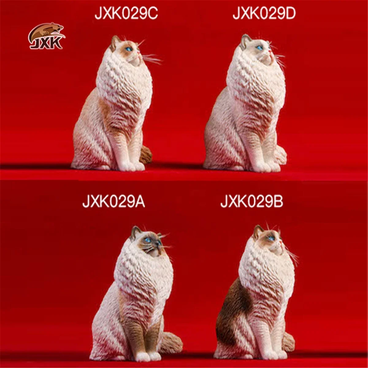 

JXK 1:6 Scale Ragdoll Figure Cute Cat Pet Healing Felidae Animal Collector Toy Resin Desktop Decoration Gift